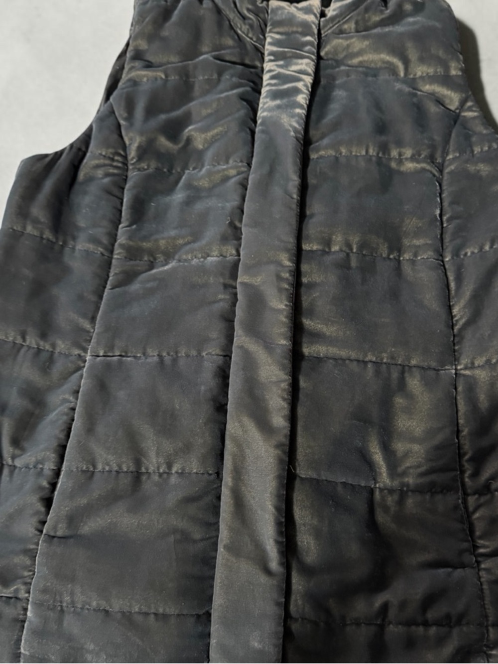 J Jill Velvet Quilted Puffer Vest in Flagstone Gray - Size Small Tall